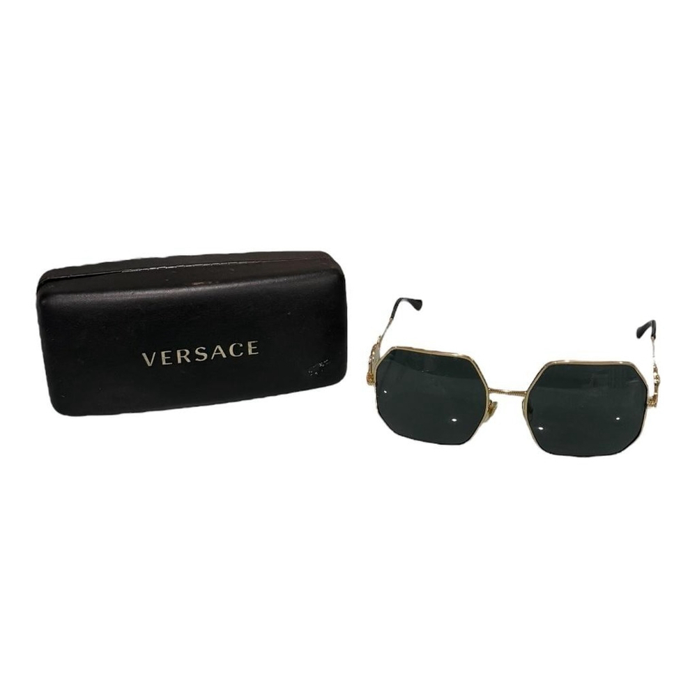 Versace Sunglasses Mens Gold Black Octagon Medusa Greca Made in Italy w/ Case